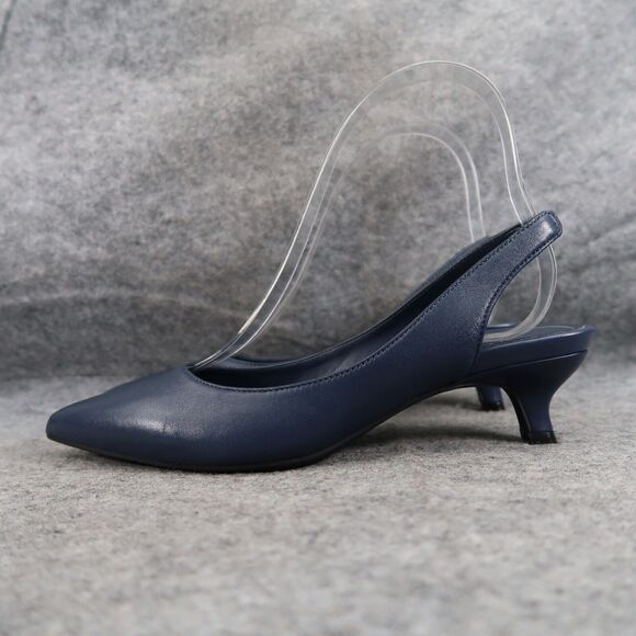 Vionic Shoes Women 5 Pump Kitten Heel Slingback Fashion Career Navy Leather Ziva - Picture 6 of 16